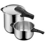 WMF Perfect One Pot Schnellkochtopf Set 2-teilig – Induktion Dampfkochtopf 8,5L + 4,5L, 2 Kochstufen, abnehmbarer Griff