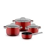WMF Fusiontec Mineral Pro Topfset 4-teilig – Induktion Kochtopfset, kratzfest, langlebig, für alle Herdarten, Passion Red