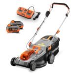 FUXTEC Akku Rasenmäher 40V mit 37 cm Schnittbreite, variable Schnitthöhe, Grasfangkorb und Ladegerät