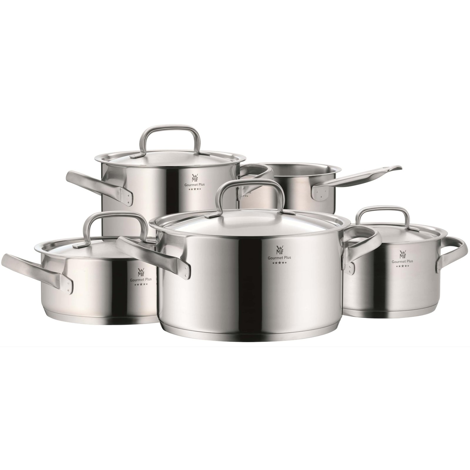 714FPQRT0FL WMF Gourmet Plus Topfset 5-teilig – Induktion Kochtopf Set, Cromargan Edelstahl matt, Metalldeckel, unbeschichtet – Bild 1