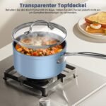 Nuwave Topfset Pfannenset 12-Teilig Antihaft- Keramik aus G10 Duralon Blue in Gemütlichem Blau, Kochtöpfe mit Topfdeckel, für Induktion Geeignet, Pfanne 20/24cm, Kochtopf, Tiefe Bratpfanne, PFAS-frei – Bild 3