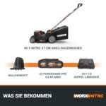 WORX WG737E NITRO Akku Rasenmäher 40V mit 37 cm Schnittbreite, Bürstenloser Motor, 6 Schnitthöhen – Bild 4