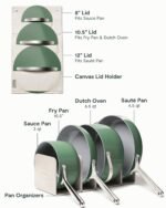 Caraway Antihaftbeschichtetes Keramik-Kochgeschirr-Set (12-teilig) Töpfe, Pfannen, PTFE- und PFOA-frei – ofenfest und kompatibel mit allen Herdarten (Gas, Elektro und Induktion) – Salbei – Bild 6