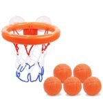 Vicloon Baby Badewannenspielzeug, Mini Basketballkorb mit 2 Saugnapf, 5 Bälle, Badezimmer Basketballkorb,Wasserspielzeug Kinder Spielzeug,Mini Basketballkorb Set für Wohnzimmer/Bad/Schlafzimmer