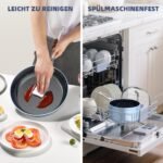 Nuwave Topfset Pfannenset 12-Teilig Antihaft- Keramik aus G10 Duralon Blue in Gemütlichem Blau, Kochtöpfe mit Topfdeckel, für Induktion Geeignet, Pfanne 20/24cm, Kochtopf, Tiefe Bratpfanne, PFAS-frei – Bild 2