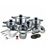 AMC Premium 25-teiliges Kochgeschirr-Set, Edelstahl mit 7-Schicht-Kapselboden, Thermoknopf, Induktionsgeeignet, Casserole und Dampfgareinsatz, Limited Edition Germany Design